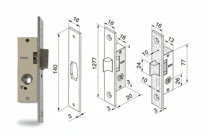 Serratura Da Infilare Per Montanti Solo Scrocco 113 Mm.15 (11315010) Welka