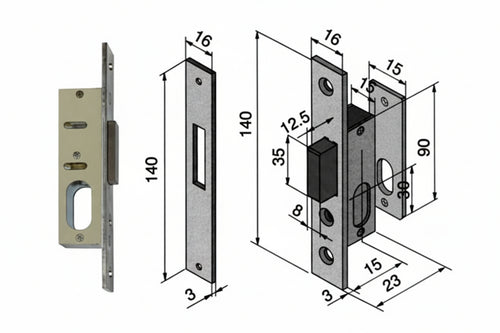 Serratura Da Infilare Per Montanti Solo Catenaccio 112 Mm.15 (11215010) Welka