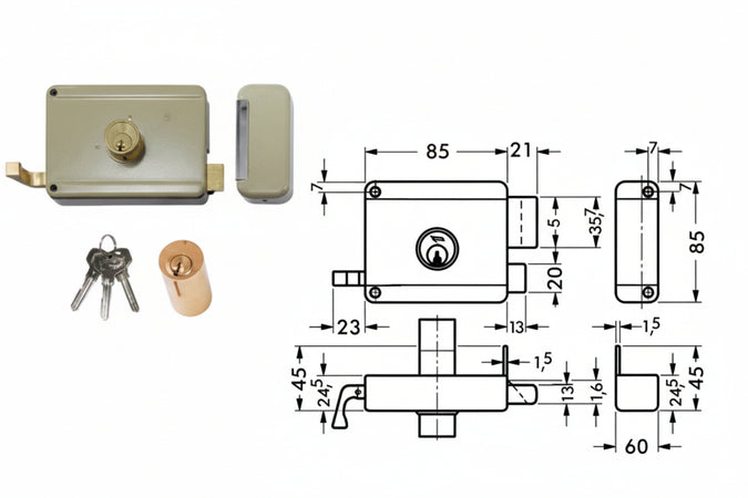 Serratura Da Portoncino Catenaccio E Scr. Doppio Cilindro Fisso 6300 Mm.60 Dx (Y63000601) Yale