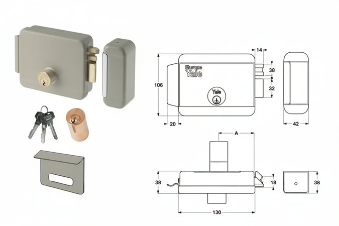 Elettroserratura Per Cancelli Con Tetto 6800 Mm.60 Dx (Y68000601) Yale