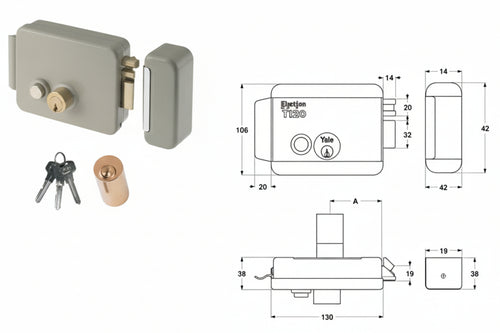 Elettroserratura Per Cancelli Con Pulsante Senza Tetto 6880 Mm.60 Dx (Y68800601) Yale