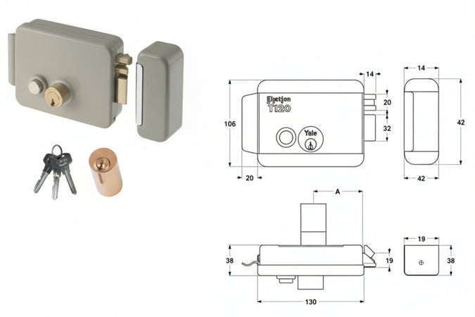 Elettroserratura Per Cancelli Con Pulsante Senza Tetto 6880 Mm.60 Dx (Y68800601) Yale