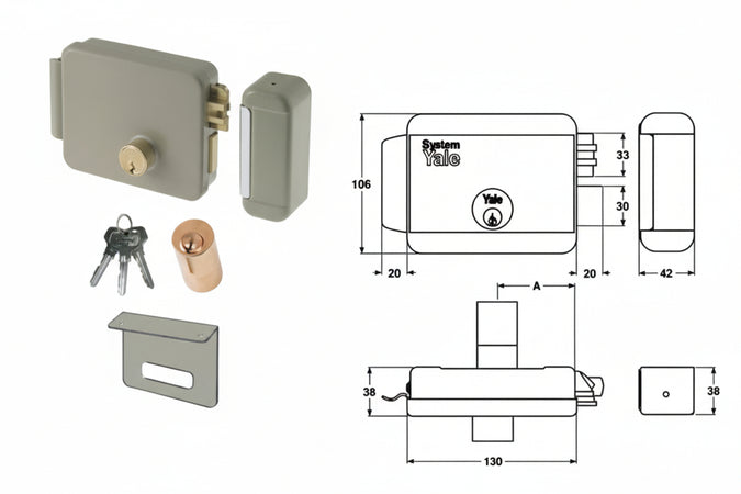 Elettroserratura Per Cancelli Con Catenaccio E Tetto 6808 Mm.70 Dx (Y68080701) Yale