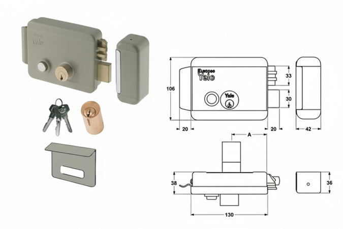 Elettroserratura Per Cancelli Con Catenaccio Pulsante E Tetto 6888 Mm.60 Dx (Y68880601) Yale