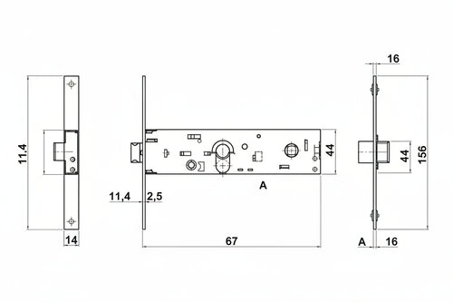 Elettroserratura Infilare Per Fasce Solo Scrocco Mm.44 H 85400 Mm.70 (Y8540070080Vne) Yale