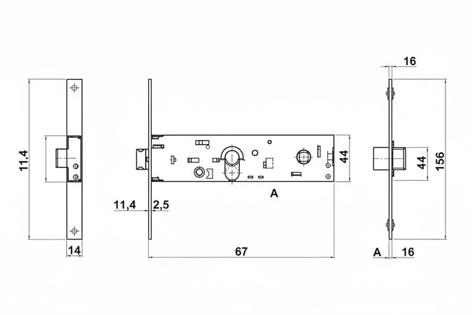 Elettroserratura Infilare Per Fasce Solo Scrocco Mm.44 H 85400 Mm.70 (Y8540070080Vne) Yale
