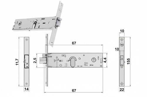 Elettroserratura Infilare Per Fasce Solo Scrocco Mm.44 H 85900 Mm.80 (Y8590080080Vne) Yale