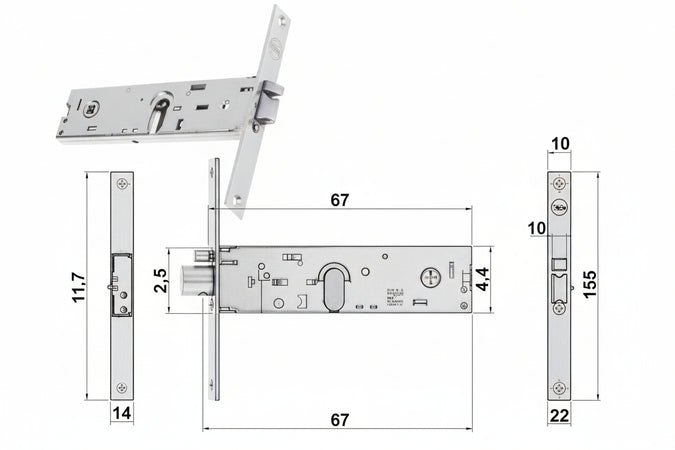 Elettroserratura Infilare Per Fasce Solo Scrocco Mm.44 H 85900 Mm.80 (Y8590080080Vne) Yale