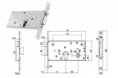 Elettroserratura Infilare Per Fasce Solo Scrocco Mm.78 H 85000 Mm.58 (Y8500058080) Yale