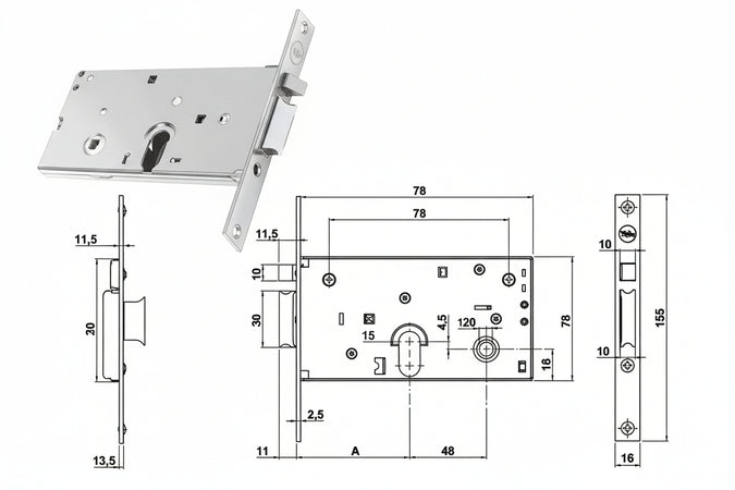 Elettroserratura Infilare Per Fasce Solo Scrocco Mm.78 H 85000 Mm.58 (Y8500058080) Yale