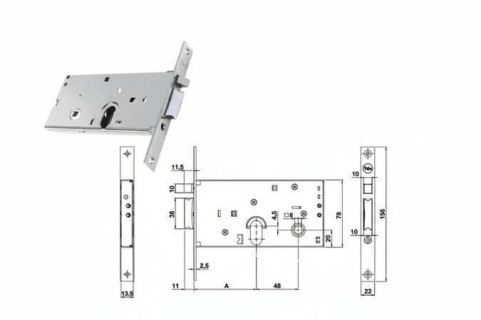 Elettroserratura Infilare Per Fasce Solo Scrocco Mm.78 H 85500 Mm.70 (Y8550070080) Yale