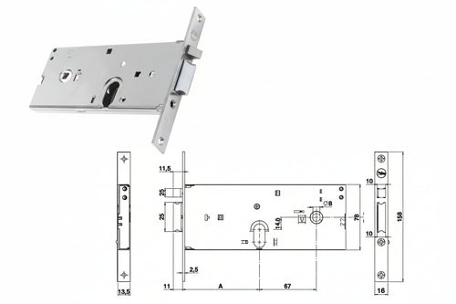 Elettroserratura Infilare Per Fasce Solo Scrocco Mm.78 H 85002 Mm.80, Frontale Mm.22 (Y8550280080) Yale