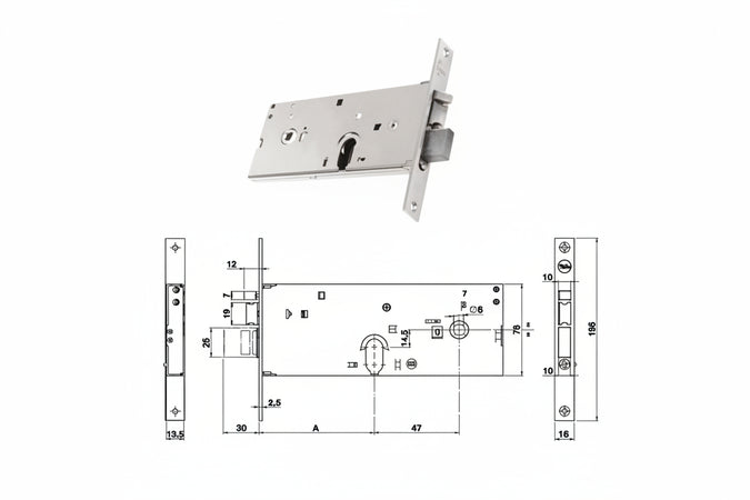 Elettroserratura Infilare Per Fasce Catenaccio E Scr. Mm.78 H 85202 Mm.70, 3 Mandate (Y8520270080) Yale