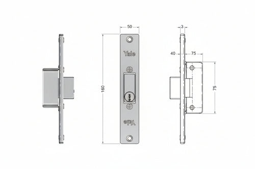 Incontro Elettrico Simmetrico Reversibile Con Fermo 67F0 Cm.16 Acciaio Finitura Grigio (Y67F0504) Yale
