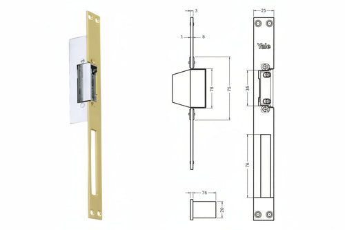Incontro Elettrico 67F0 Cm.25 Acciaio Finitura Oro (Y67F0508) Yale