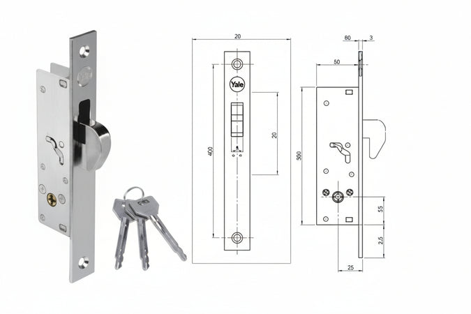 Serratura Da Infilare Per Montanti A Gancio Chiave A Croce F5815 Mm.20 (Yf5815) Yale