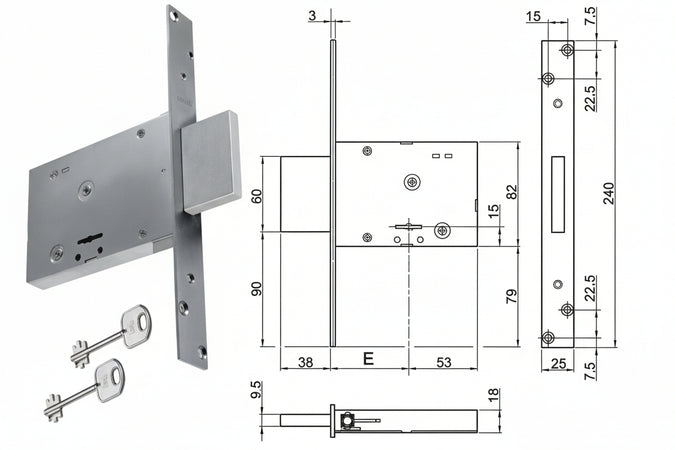 Serratura Da Infilare Doppia Mappa Solo Catenaccio 8Td100 Mm.60 (Y8Td100460000) Yale