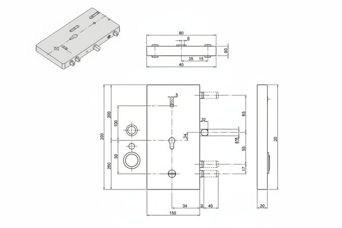 Serratura Triplice Infilare Multifunz. Cil. Eu. + D/M Blindate 133Y9 Sx (Y133Y965280) Yale