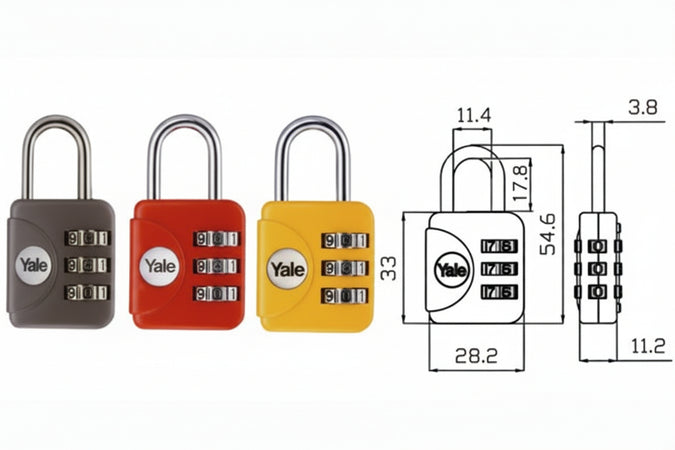 Lucchetto Ad Arco A Combinazione Da Viaggio Per Valige P1- - Mm.28 Giallo (Yp1/28/121/1Y) - 1 Blister Yale