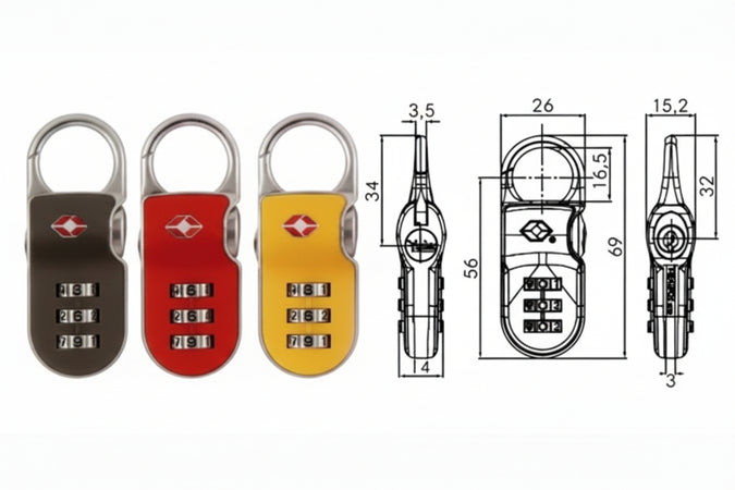 Lucchetto Ad Arco A Combinazione Per Valige Con Dispositivo Tsa Tp2- - Mm.26 Rosso (Ytp2/26/216/1R) - 1 Blister Yale