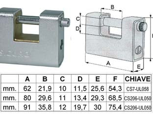 Lucchetto Corazzato A Una Bocca Mm.80 Quality