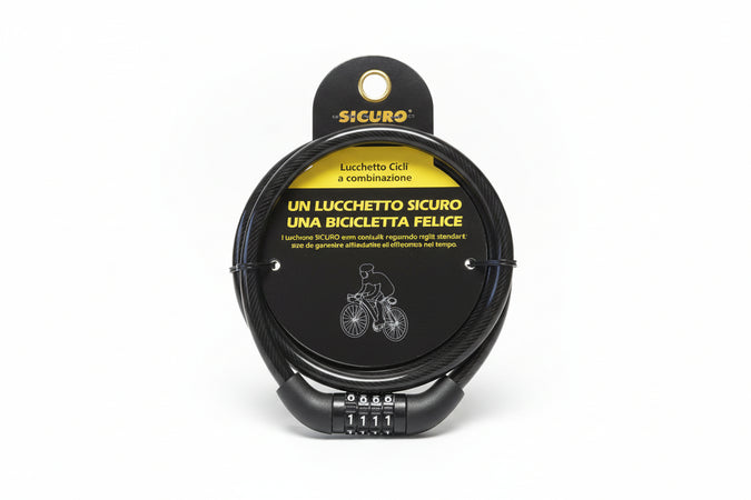 Antifurto Per Bici Con Combinazione- - Ø Mm.8X65 Cm. - 6 Blister Quality