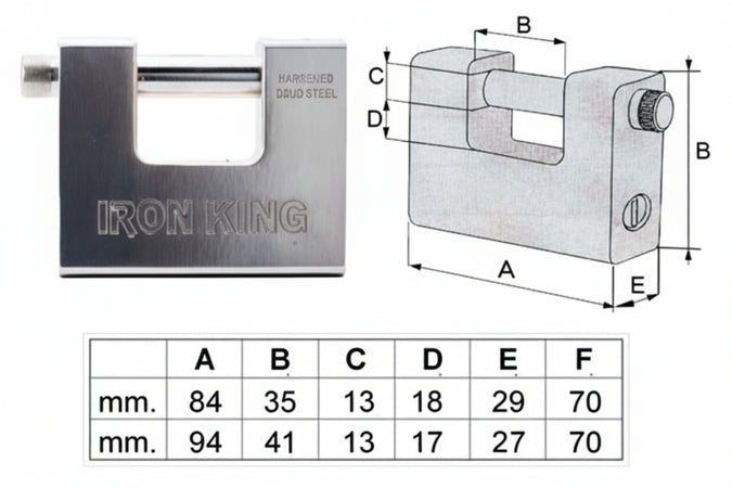Lucchetto In Acciaio Monoblocco A Una Bocca- - Mm.94 Ka1 - 6 Pezzi