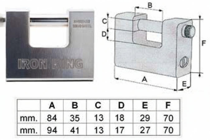 Lucchetto In Acciaio Monoblocco A Una Bocca- - Mm.94 Ka2 - 6 Pezzi