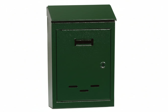 Cassetta Postale Con Tetto E Chiave Ad Una Leva Verde N°2 Cm.17X5X25H. Per Lettere