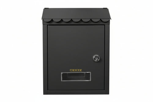 Cassetta Postale Media Con Tetto E Chiave A Cilindro Nera Cm.21X7X30H. Colore Nero Quality