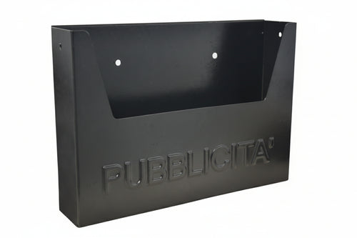 Cassetta Raccogli Pubblicita' In Metallo Cm.34X8X25,5H. Colore Nero Quality