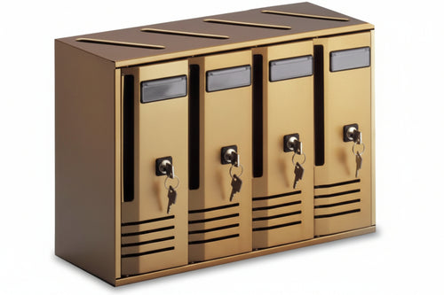Cassetta Postale Blocchiera Serie Cubo 4 Per Interni- - Cm.42X17,5X30H. In Alluminio Anodizzato Bronzo - Alubox