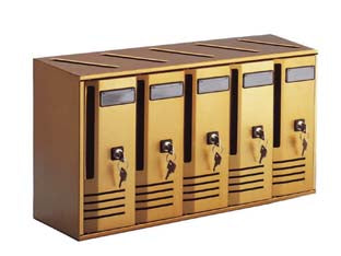 Cassetta Postale Blocchiera Serie Cubo 5 Per Interni Cm.52X17,5X30H. In Alluminio Anodizzato Bronzo Alubox