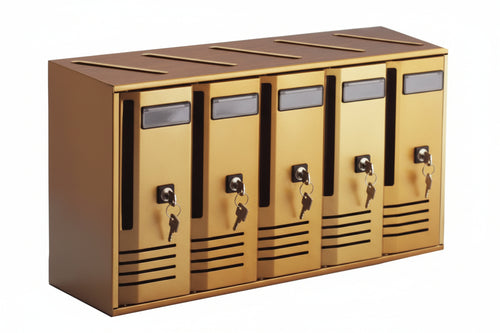 Cassetta Postale Blocchiera Serie Cubo 5 Per Interni Cm.52X17,5X30H. In Alluminio Anodizzato Bronzo Alubox