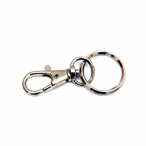 Moschettoni Piccoli A Scatto Con Anello Girevole In Acciaio Nichelato- - Mm.45 - 50 Pezzi