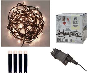 Minilucciole A Led Bianco Caldo Per Esterno Con Gioco Luci 100 Led Mt.5 + 4,95