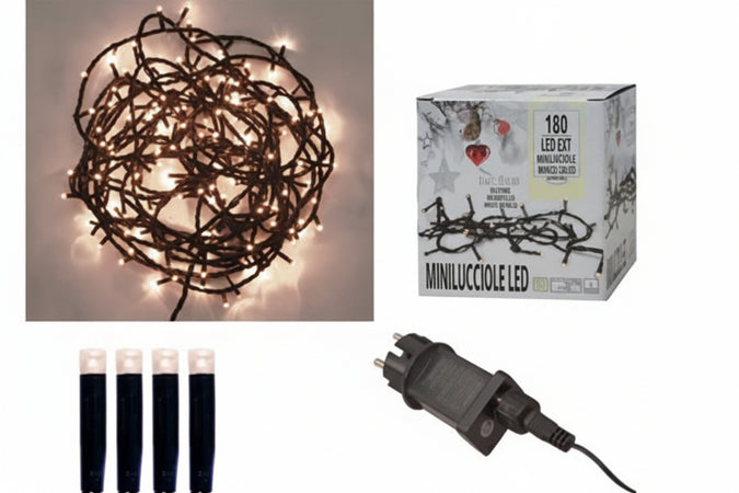 Minilucciole A Led Bianco Caldo Per Esterno Con Gioco Luci 100 Led Mt.5 + 4,95