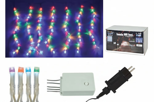 Tenda 160 Led Multicolor Per Esterno Con Gioco Luci Mt.3 + 1,8 X 0,7 10 Fili
