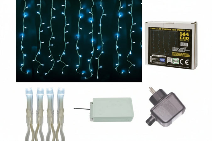 Tenda 144 Led Bianco Freddo Per Esterno Con Gioco Luci Mt.3 X 1,0