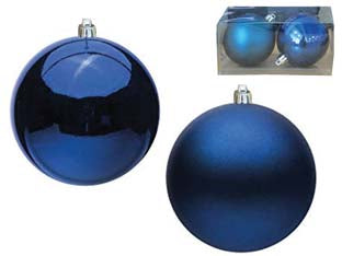 Sfere Lisce 1 Lucida + 1 Satinata Colore Blu Mm.80 Box Pz.2