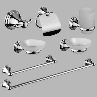 Kit Accessori Bagno 7 Pezzi Serie Sara Cromo Vetro Cardinale