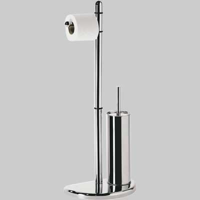 Piantana Portarotolo E Scopino Wc Hibiscus Cromato L.19 X P.30 X H.75 Cm Gedy