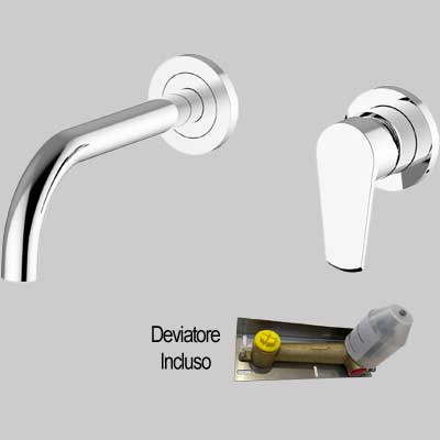 Batteria Lavabo Incasso A Parete Velvet C/Scarico Click Clack Teorema