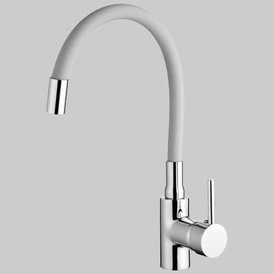 Monocomando Lavello Maldive Canna In Gomma Flessibile Bianco Cardinale