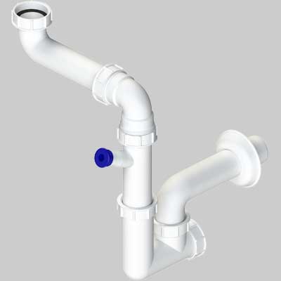 Sifone Per Lavello A 1 Via Salvaspazio Ispezionabile 11/2 Dn 40 L.B Plast