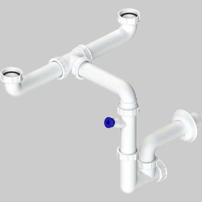 Sifone Per Lavello A 2 Vie Salvaspazio Ispezionabile 11/2 Dn 40 L.B Plast