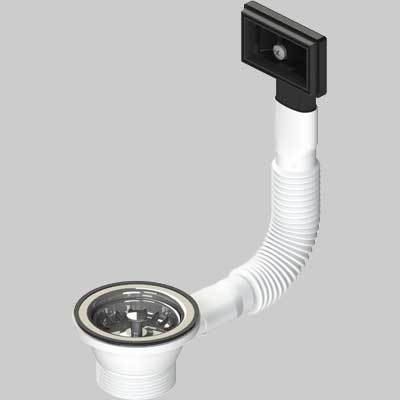 Piletta Per Lavelli Inox E Sintetici Con Troppo Pieno Rettangolare E Tappo Cestello Ø 70 11/2 L.B Plast