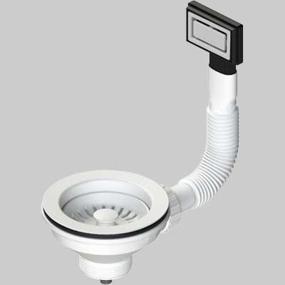 Piletta Per Lavelli Con Troppo Pieno E Tappo Cestello Bianco Ø 114 L.B Plast