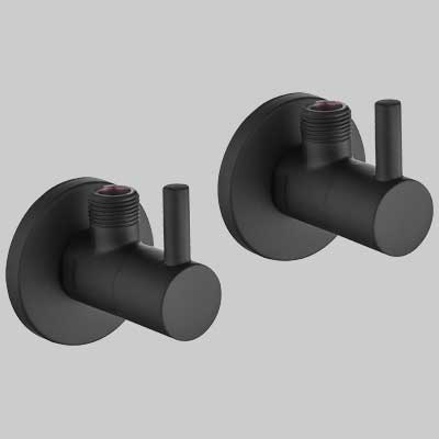 Coppia Rubinetti Sottolavabo Tondo Nero - 1/2 X 3/8 - 1 Confezioni - Made In Italy