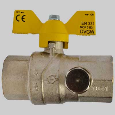 Valvola Sfera Gas F/F Con Due Prese Pressione Farfalla Alluminio 1/2 F.I.V.